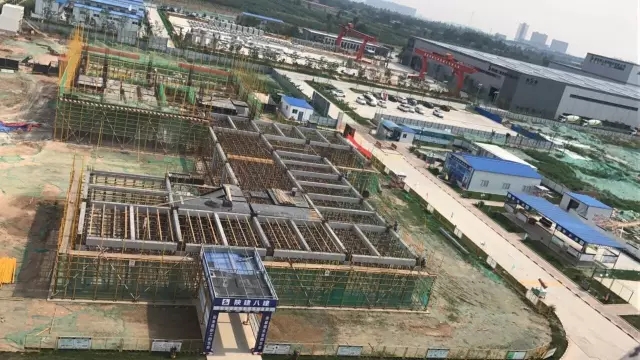 首層預制柱、預制梁全景